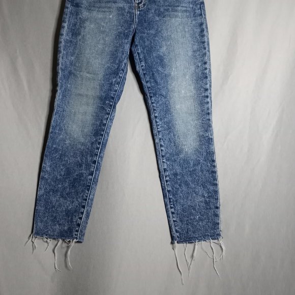 L'AGENCE Women's Cropped Mid-Rise Prism Blue Raw Hem Medium Wash Jeans Size 29 - Picture 3 of 7